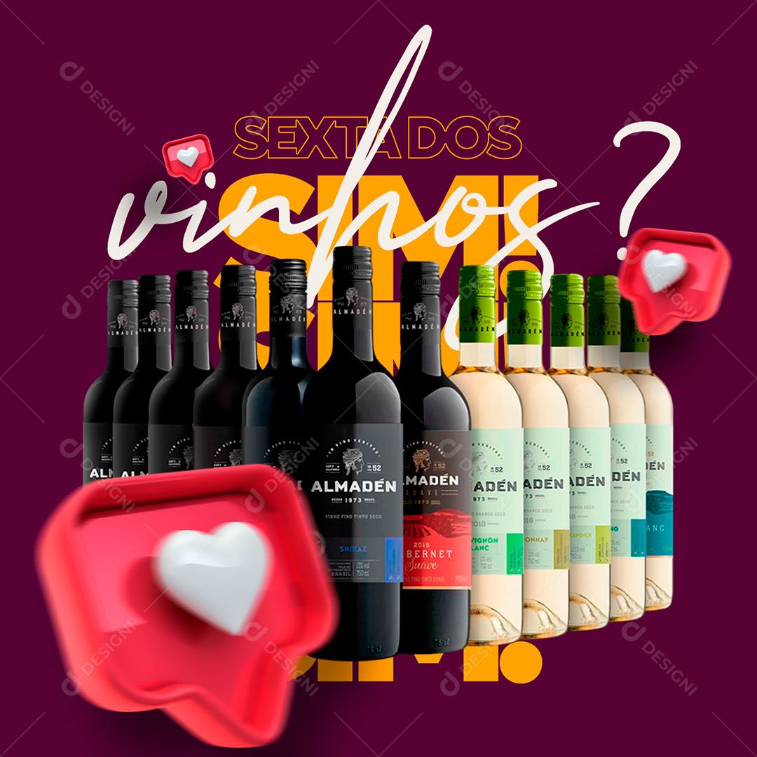 Post Vinhos Sexta Dos Vinhos Social Media PSD Editável