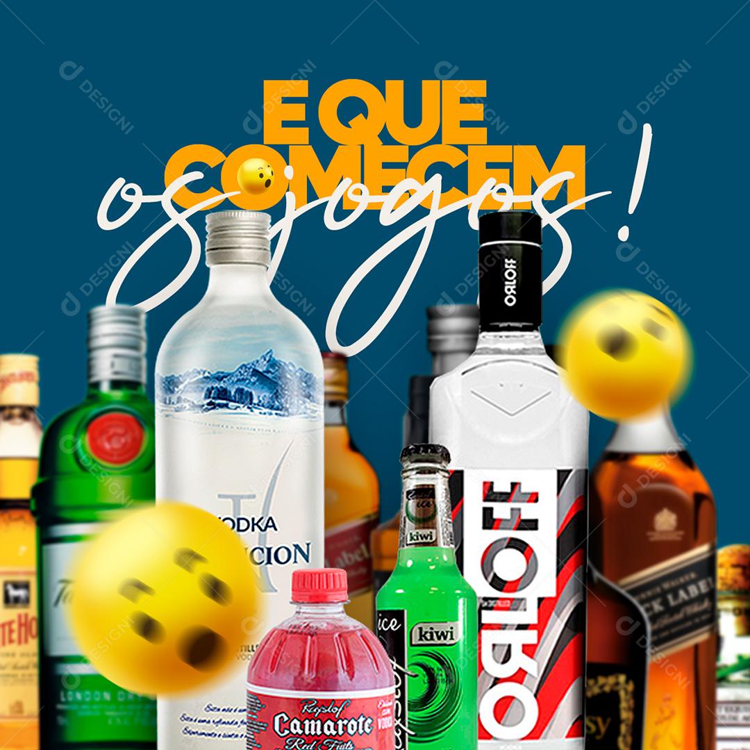 Post Bebidas Que Comecem Os Jogos Social Media PSD Editável