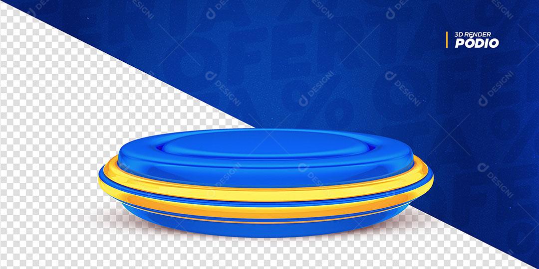 Podium Elemento 3D Azul Para Composição PSD