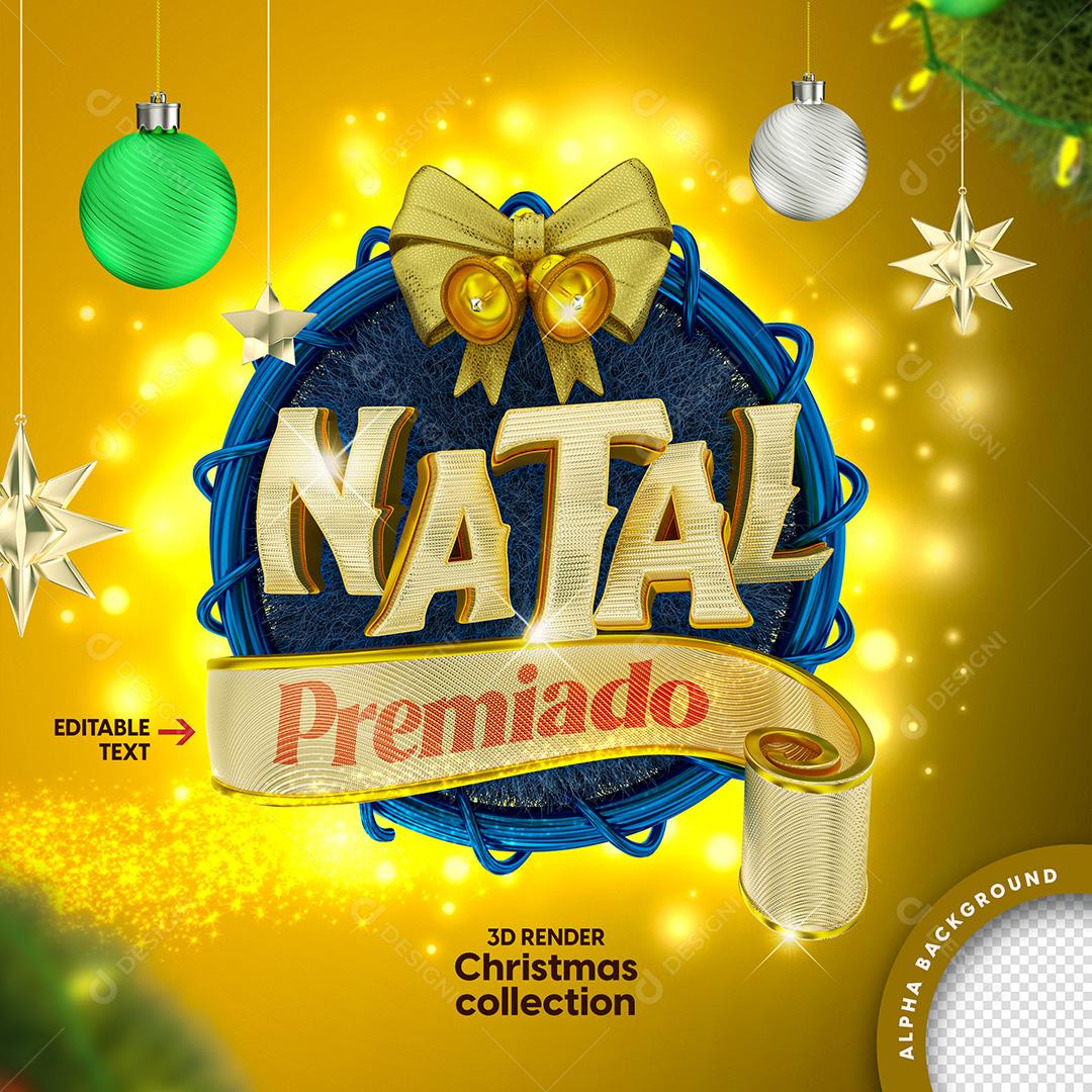 Selo 3D Para Composição Natal Premiado PSD Texto Editável