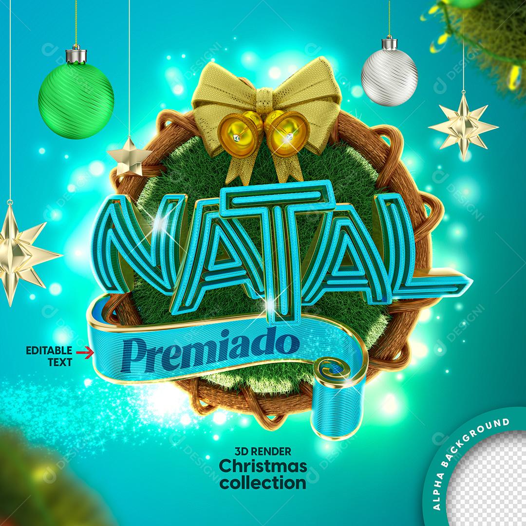 Selo 3D Para Composição Natal Premiado PSD Texto Editável