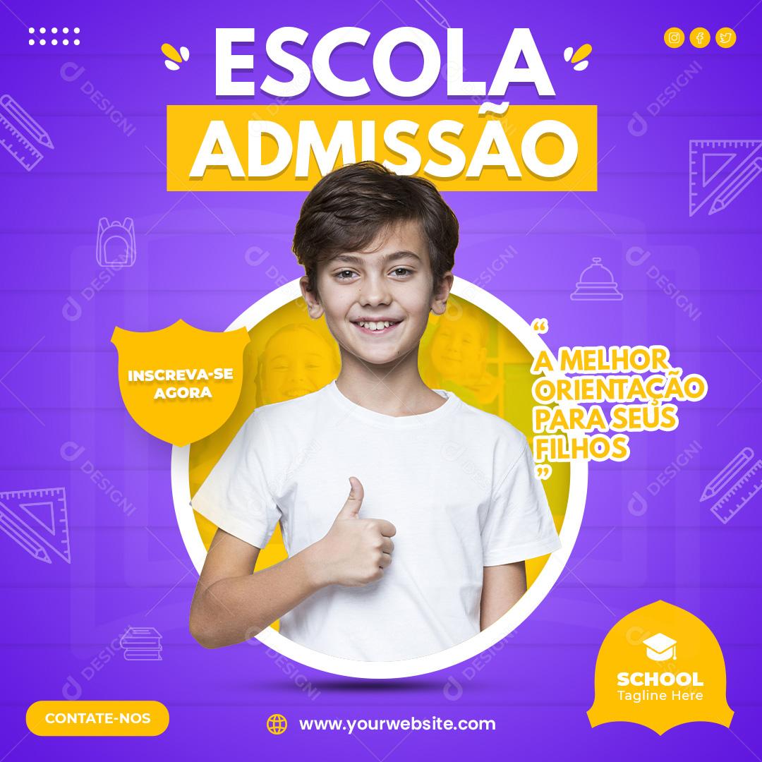 Social Media Escola De Admissão A Melhor Orientação PSD Editável