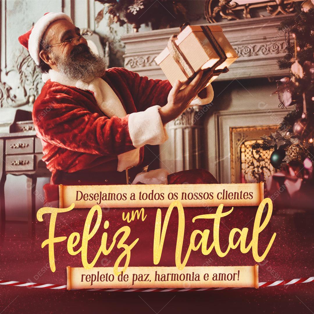 Desejamos A Todos Os Nossos Clientes Feliz Natal Social Media PSD Editável