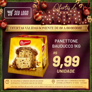 Encarte Oferta De Natal Panetone Produtos Social Media PSD Editável