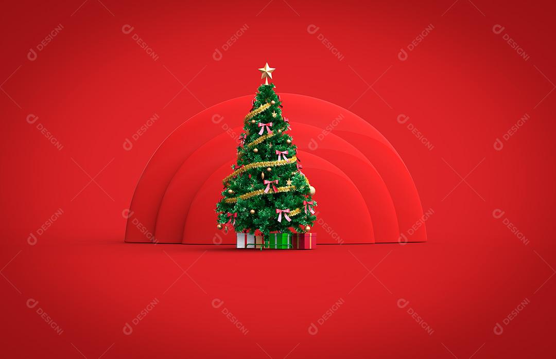 Árvore De Natal Fundo Vermelho Imagem JPG