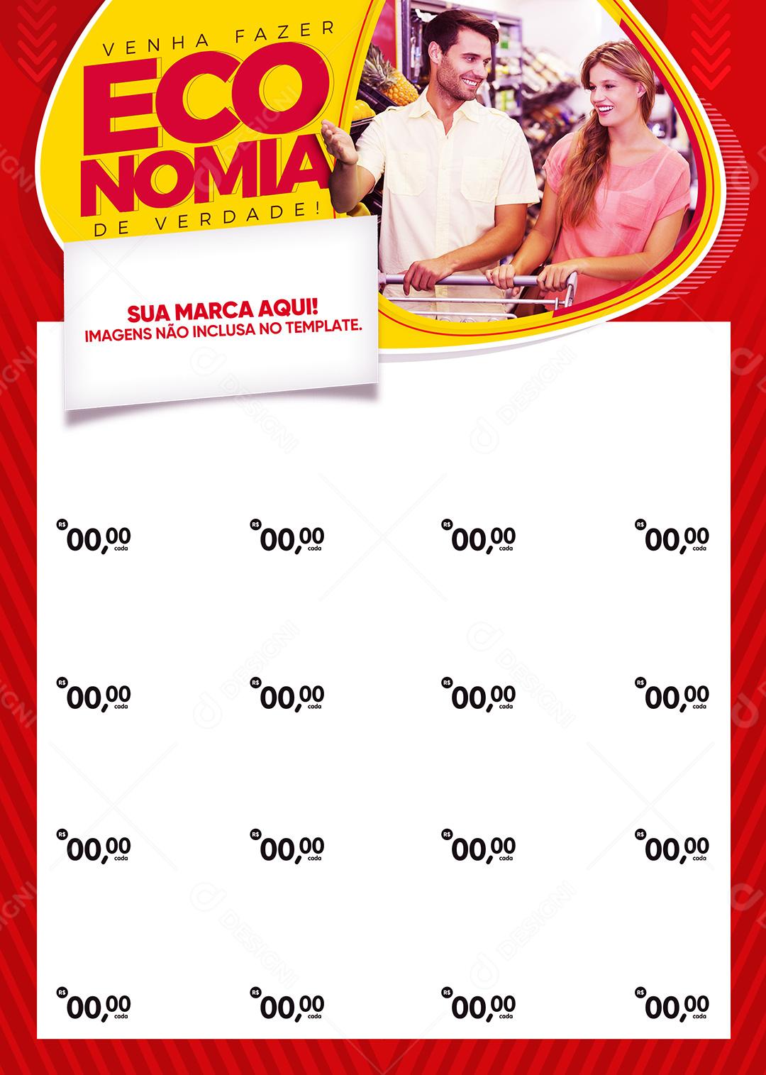 Social Media Encarte Supermercado Venha Fazer Economia De Verdade PSD Editável