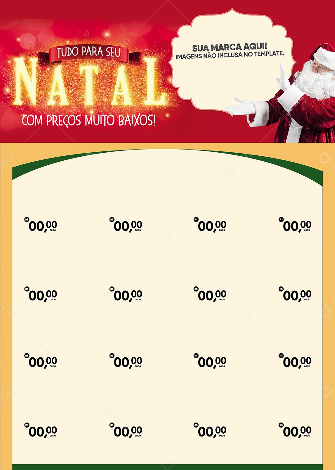 Social Media Encarte Supermercado Tudo Para O Seu Natal Com Preços Baixos PSD Editável