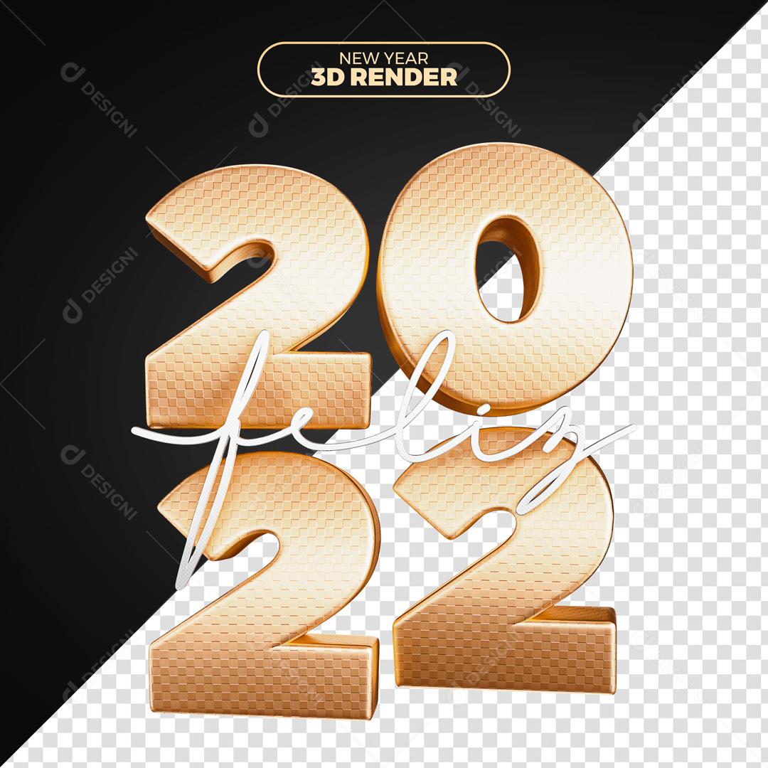 Elemento 3D Para Composição Feliz 2022 Ano Novo PSD Editável