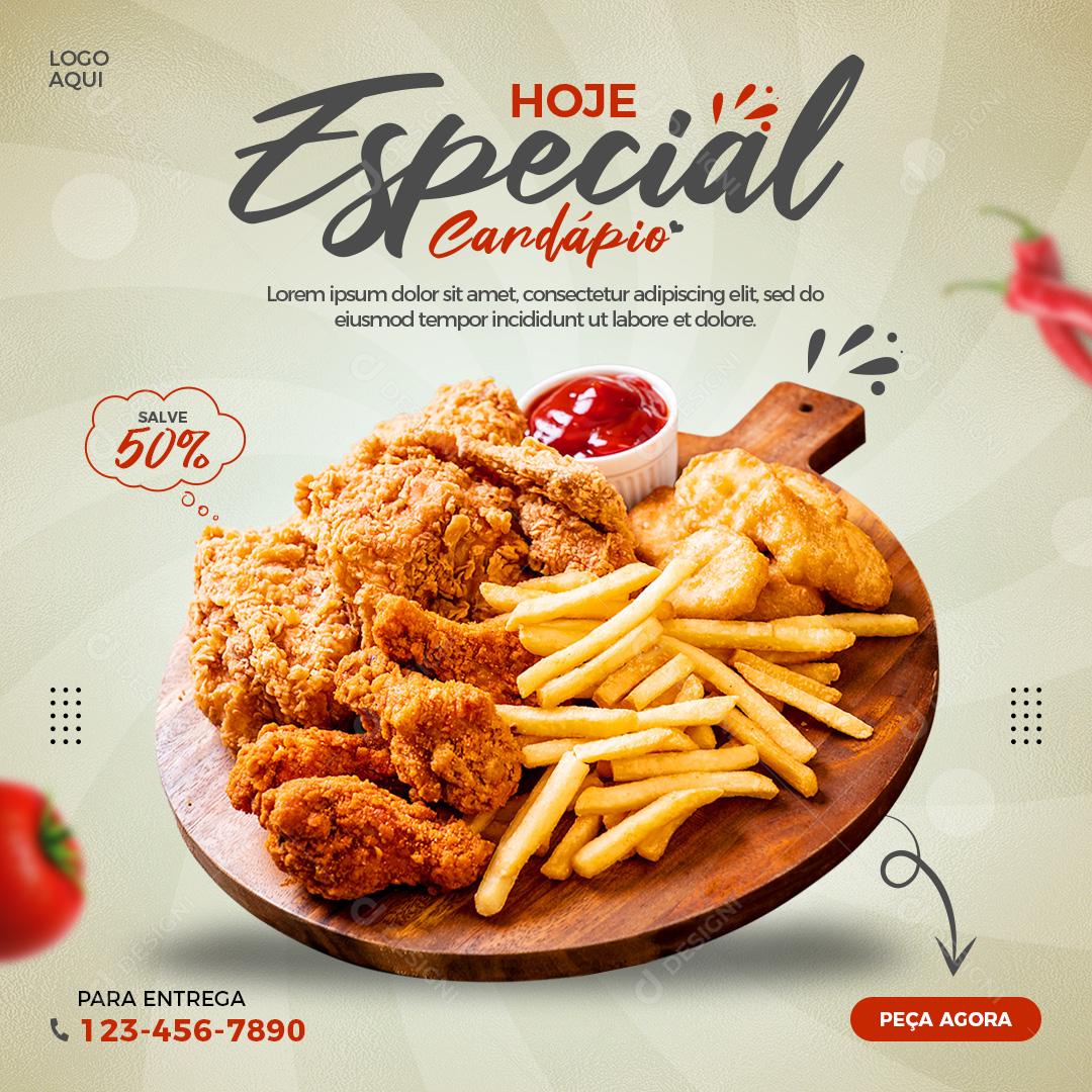 Social Media Delivery Hoje Especial Cardápio PSD Editável