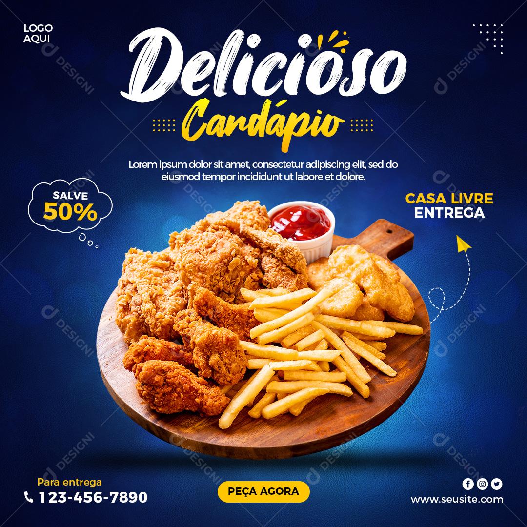 Social Media Delivery Delicioso Cardápio PSD Editável