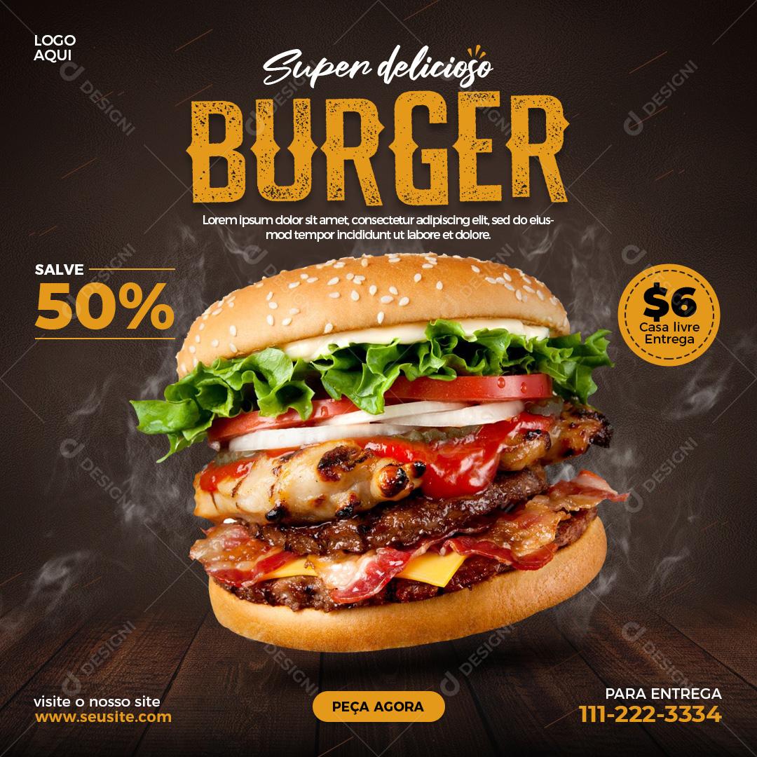 Hamburgueria Social Media Super Delicioso Burgue PSD Editável