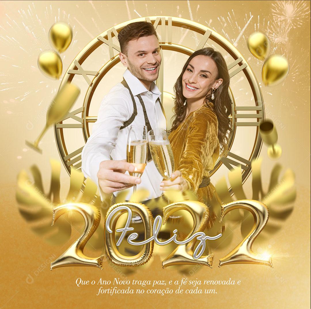 Social Media Feliz 2022 Ano Novo PSD Editável