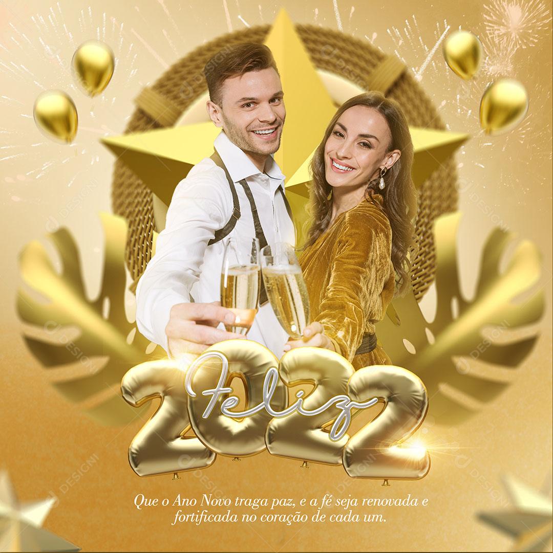 Social Media Feed Feliz 2022 Festa Ano Novo PSD Editável