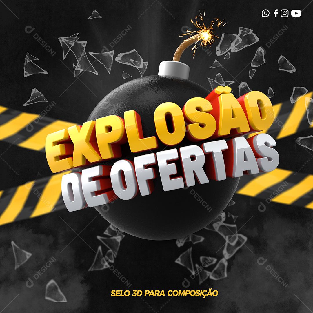 Selo 3D Explosão De Ofertas Para Composição PSD Editável