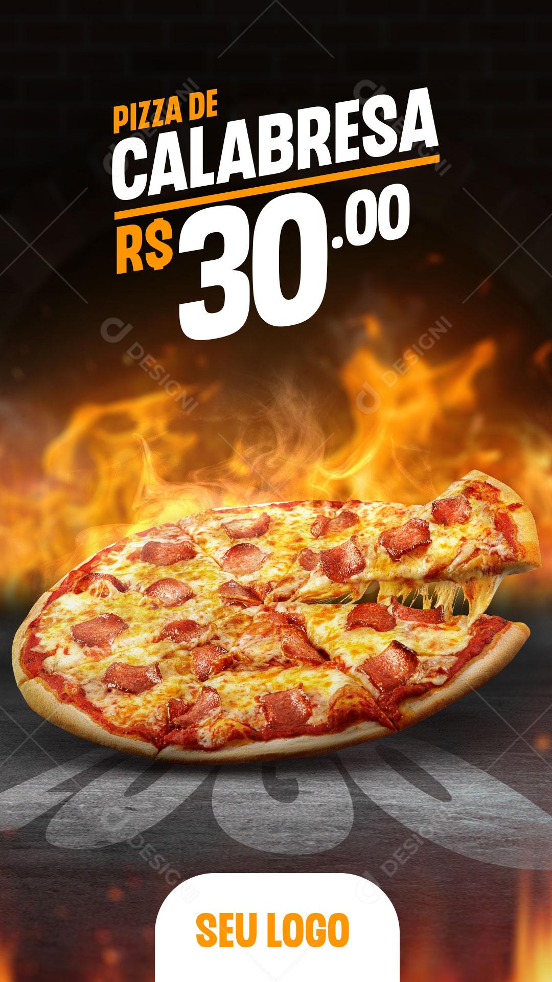 Social Media Story Pizzaria Pizza de Calabresa PSD Editável