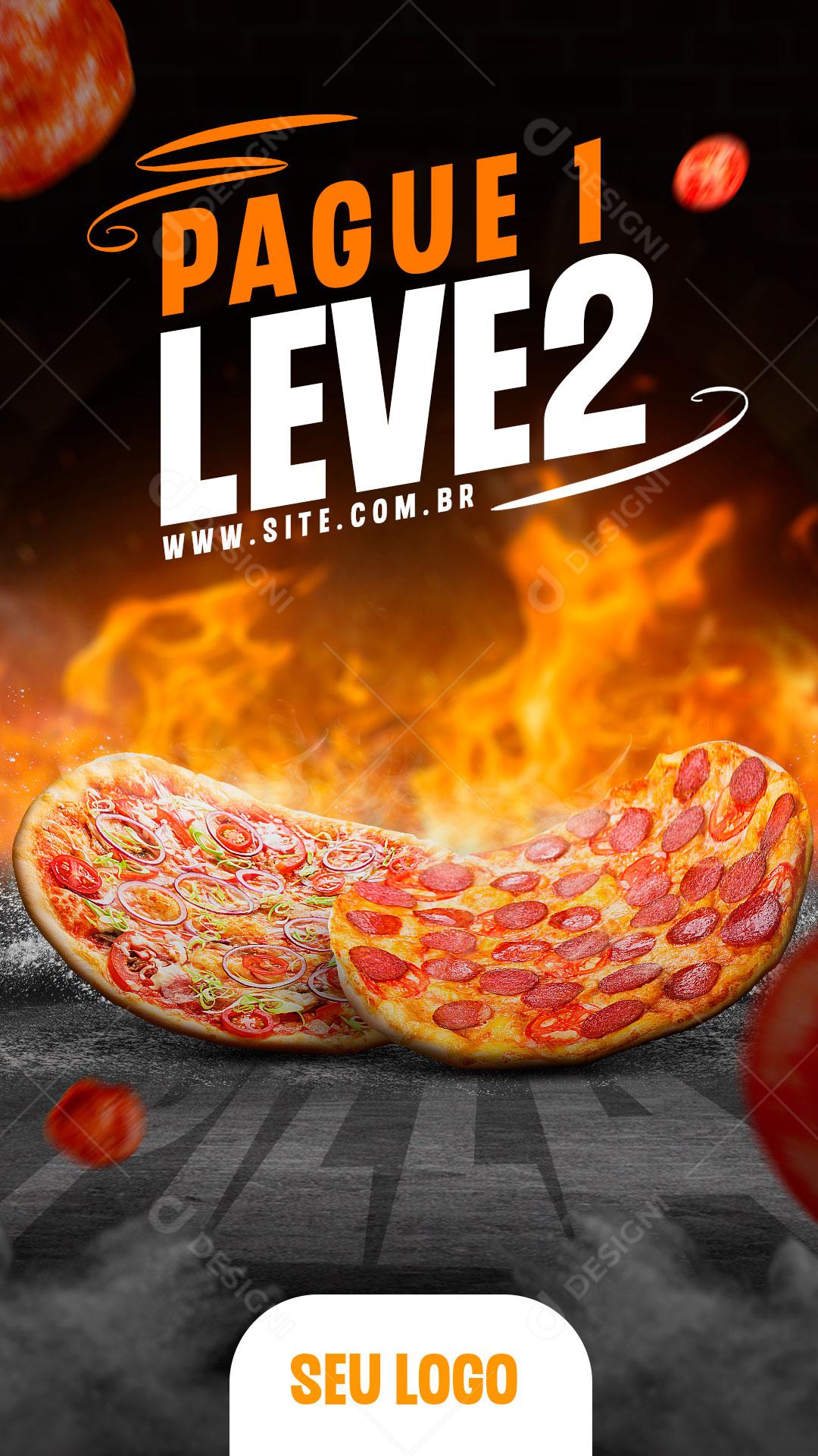 Social Media Story Pizzaria Promoção Pague 1 Leve 2 PSD Editável