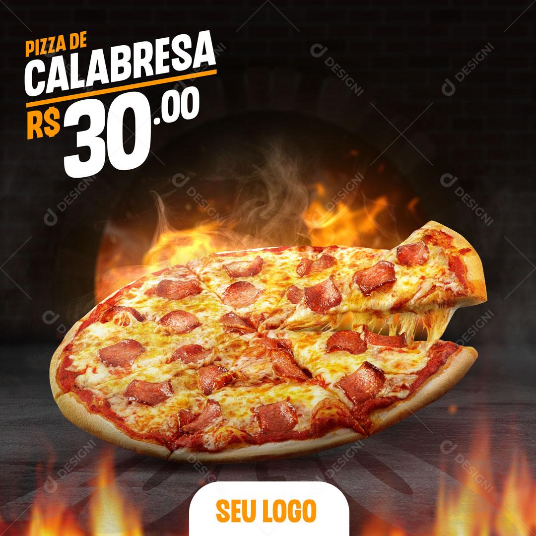 Social Media Feed Pizzaria Pizza de Calabresa PSD Editável