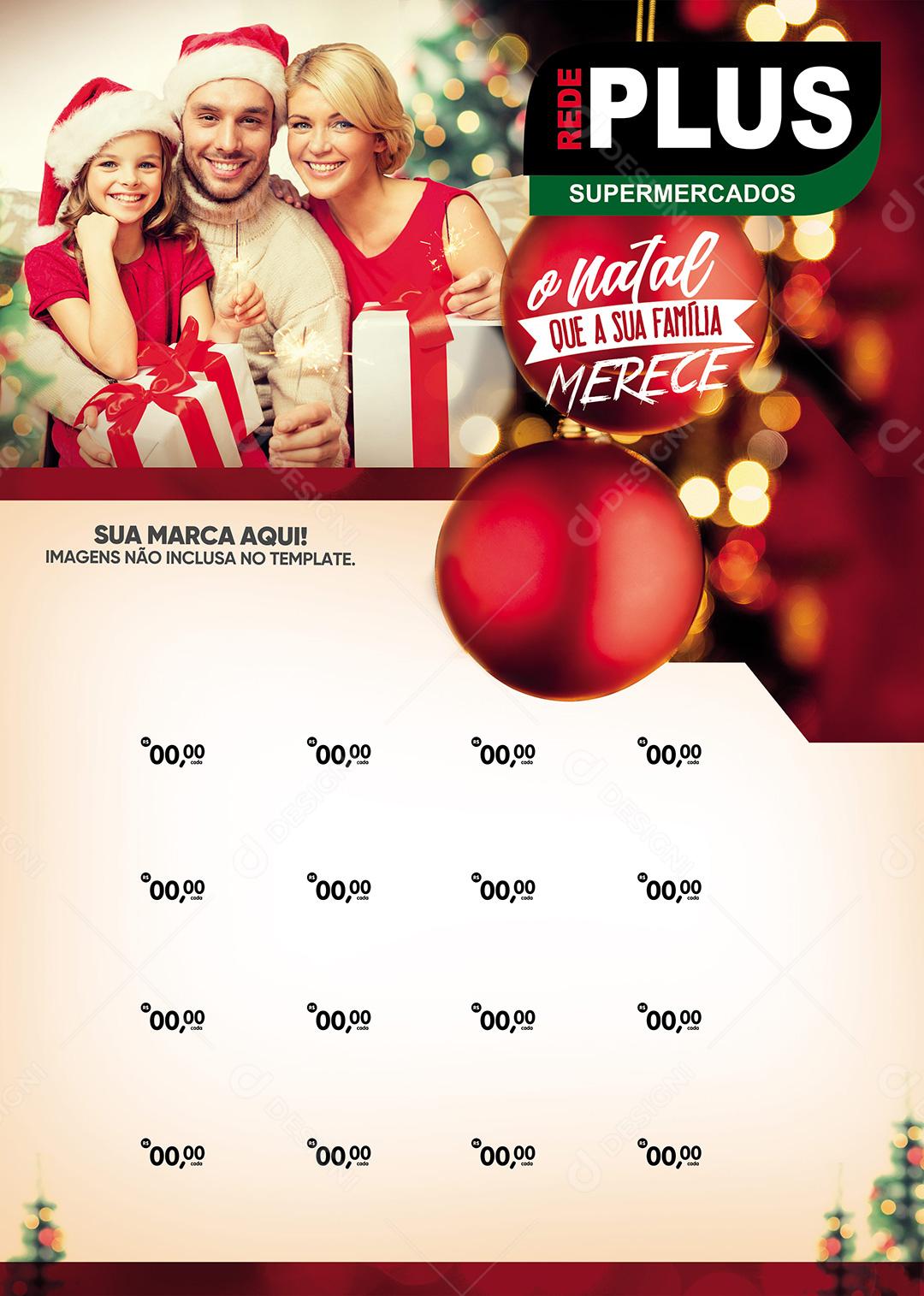 Encarte Social Media Supermercado O Natal Que A Sua Família Merece PSD Editável