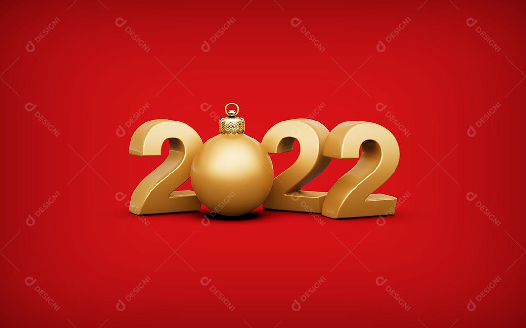 Número 2022 Isolado Fundo Vermelho Imagem JPG