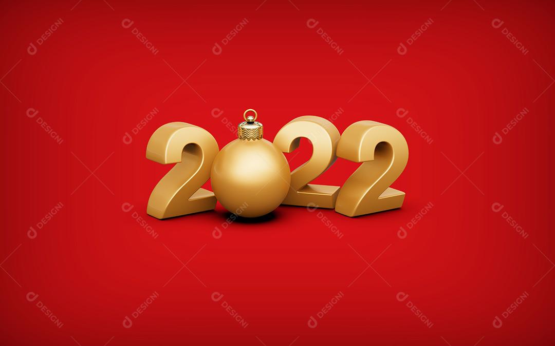 Número 2022 Isolado Fundo Vermelho Imagem JPG