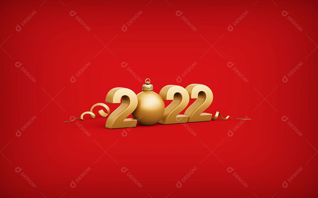 Número 2022 Isolado Fundo Vermelho Imagem JPG