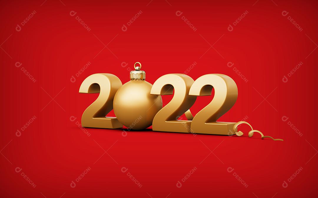 Número 2022 Isolado Fundo Vermelho Imagem JPG