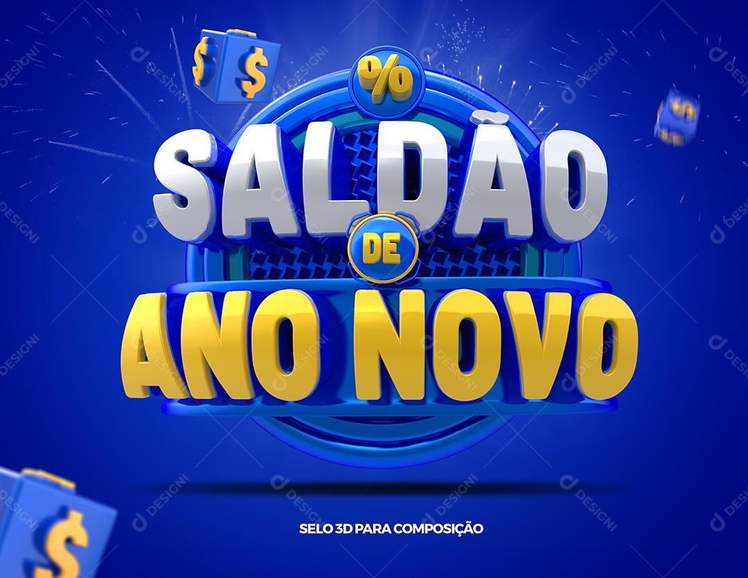 Selo 3D Para Composição Saldão De Ano Novo PSD