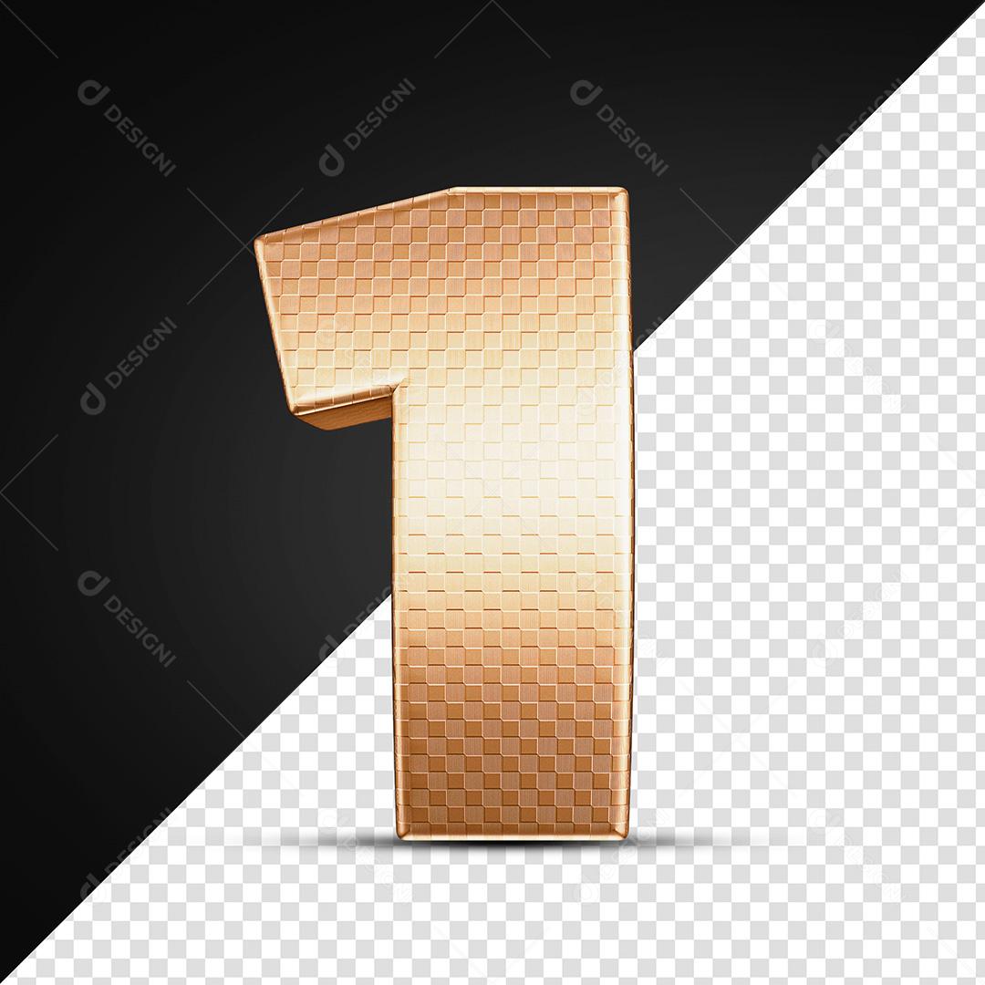 Elementos 3D Para Composição Número 1 Dourado PNG Transparente Sem Fundo