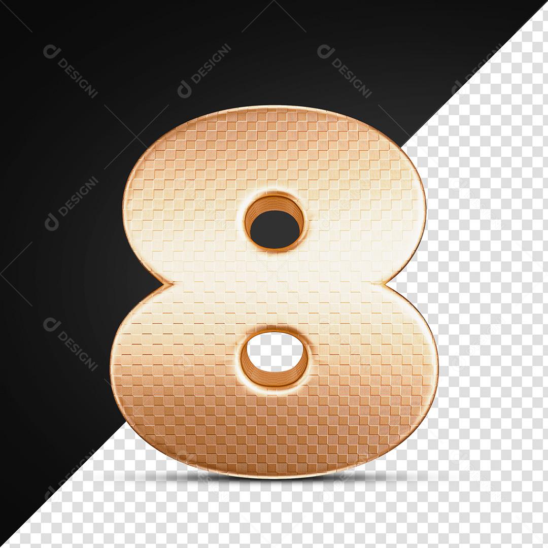 Elementos 3D Para Composição Número 8 Dourado PNG Transparente Sem Fundo