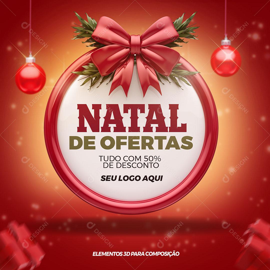 Elemento 3D Natal de Ofertas Textos Editáveis Para Composição PSD