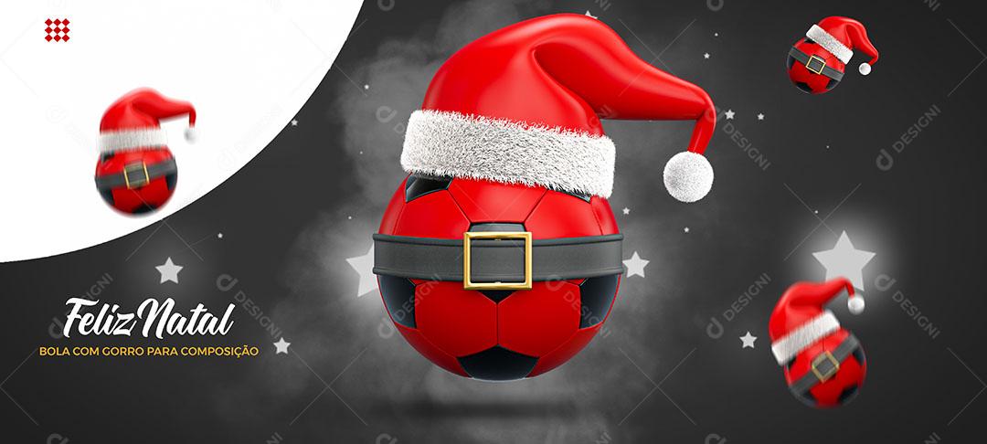 Bola Vermelha de Gorro Natalino Elemento 3D Para Composição PSD