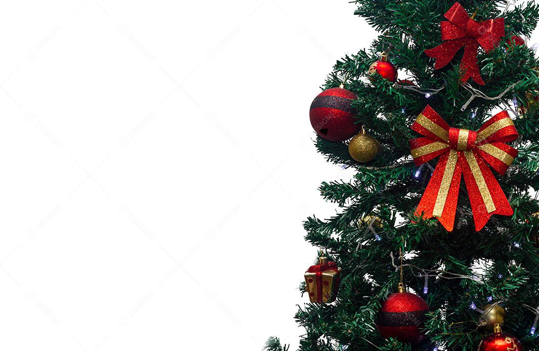 Feche Acima de Decorações Em Uma Árvore de Natal Com Luzes Acesas Imagem JPG