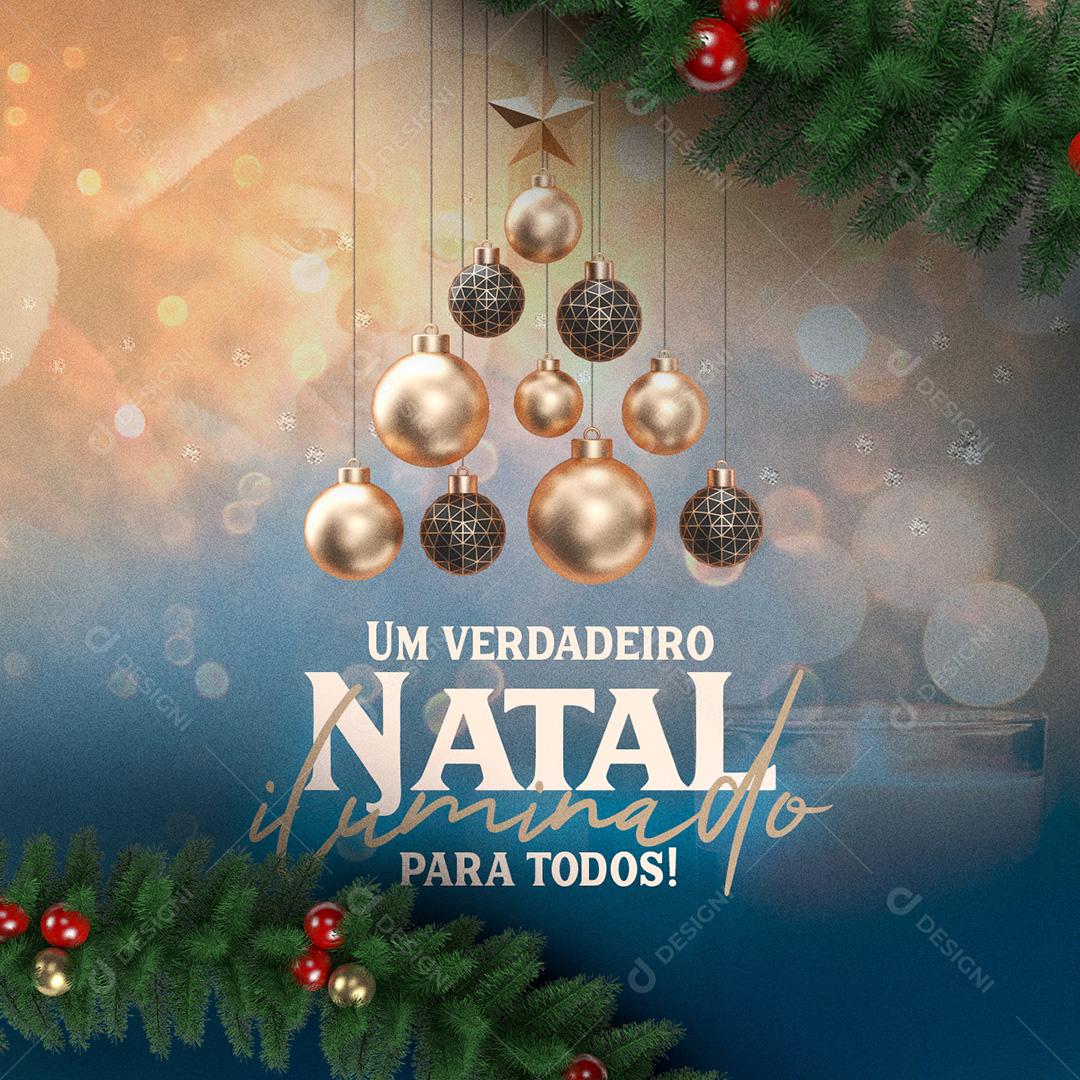 Post Um Verdadeiro Natal Iluminado Social Media PSD Editável