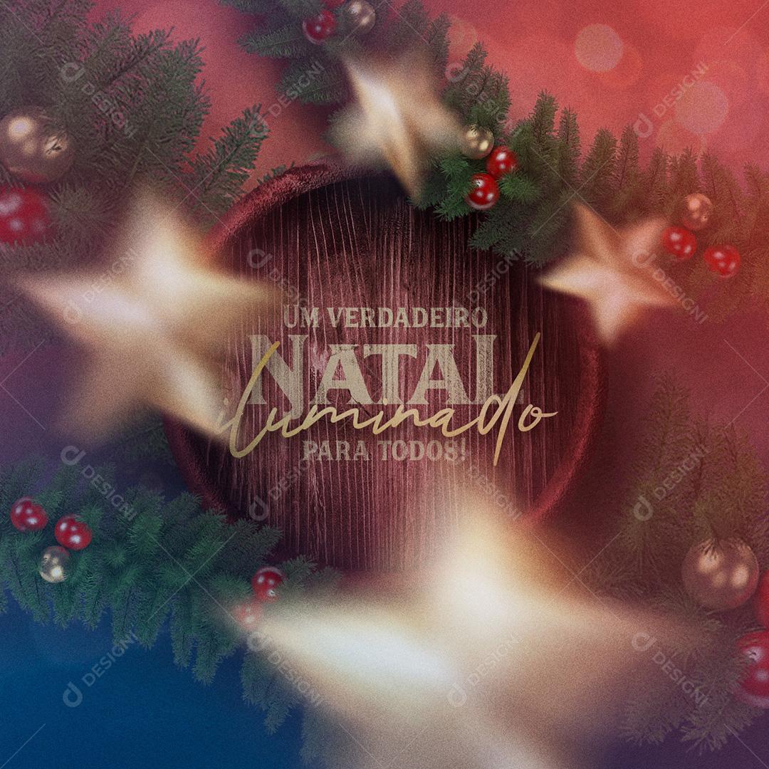 Post Um Verdadeiro Natal Iluminado Social Media PSD Editável