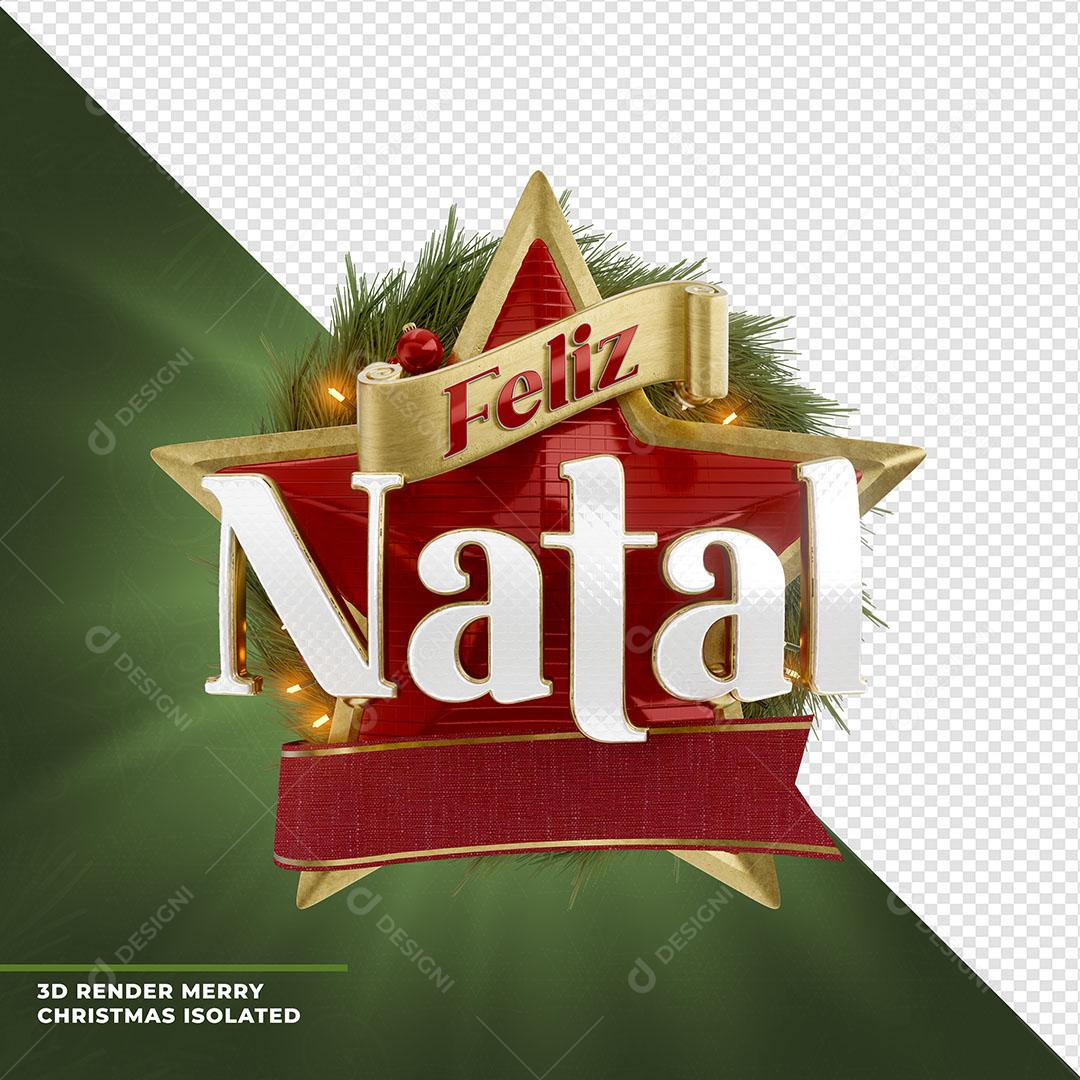 Feliz Natal Selo 3D Para Composição PNG Transparente