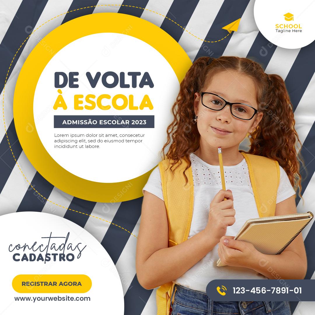 Social Media Escola De Admissão De Volta Registrar Agora PSD Editável