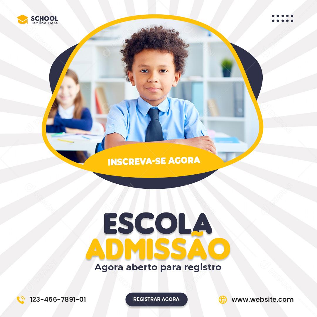 Escola De Admissão Inscreva-Se Agora Social Media PSD Editável