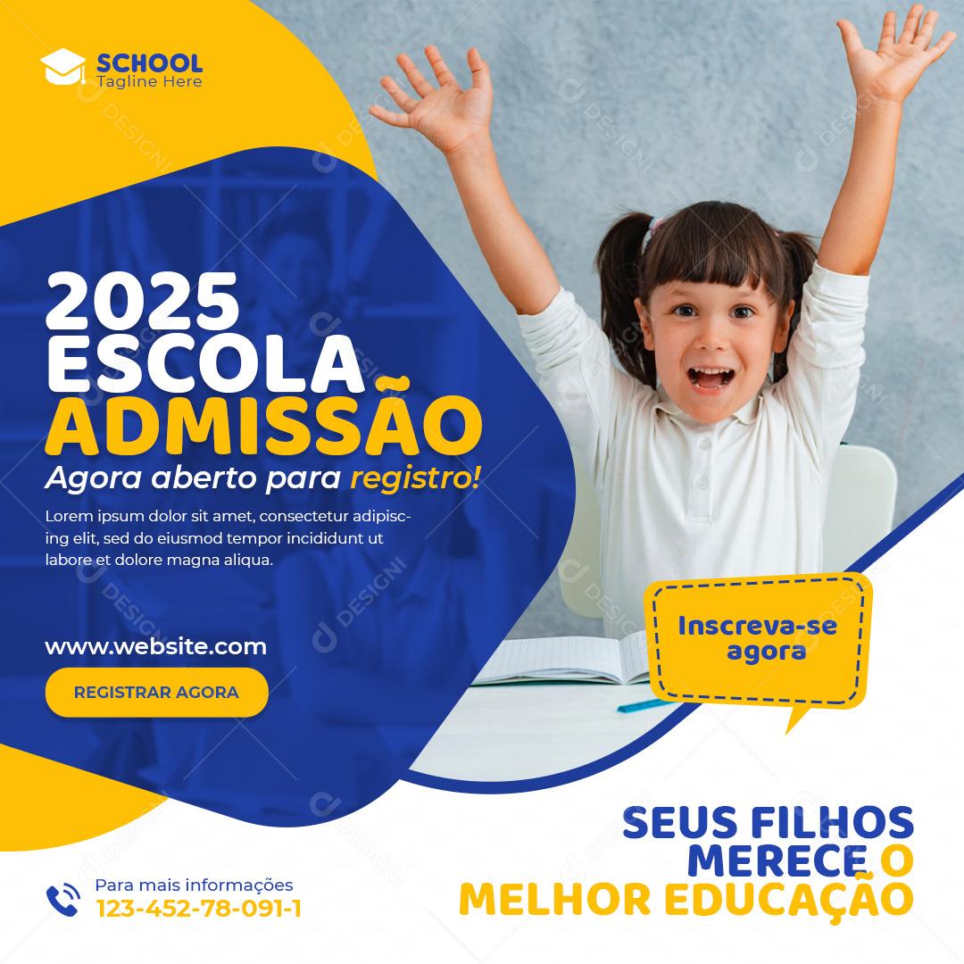 Social Media Escola De Admissão 2025 Inscreva-Se Agora PSD Editável