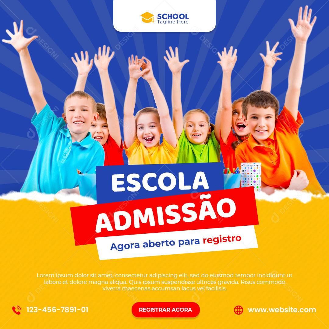 Social Media Escola De Admissão Aberto Para Registros PSD Editável