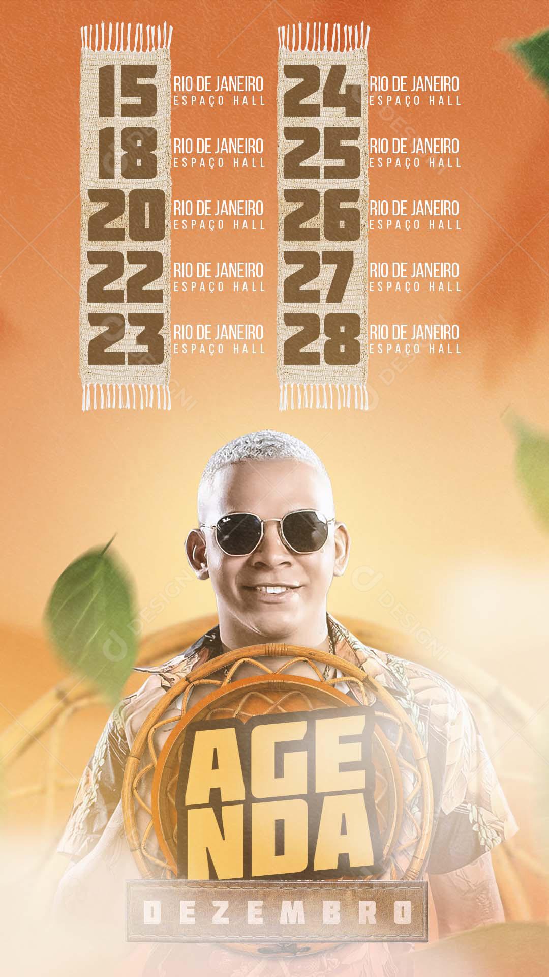 Feed Flayer Agenda Dezembro Social Media PSD Editável