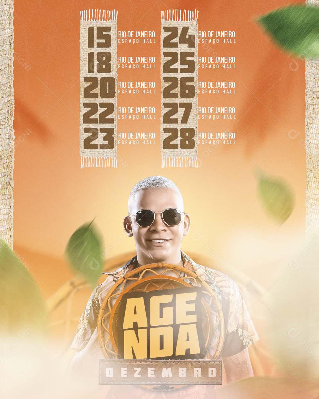 Feed Flayer Agenda Dezembro Social Media PSD Editável