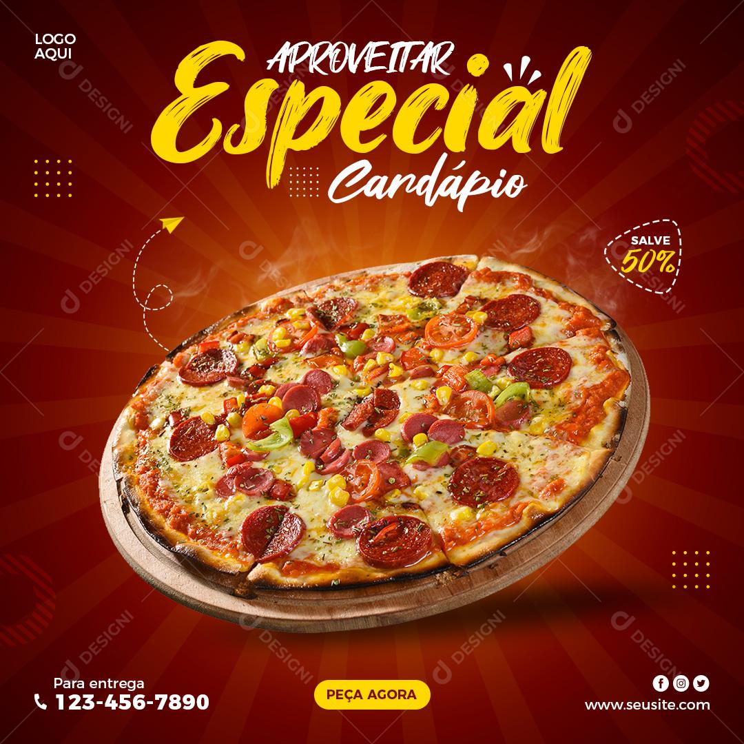 Pizzaria Aproveitar Cardápio Especial Social Media PSD Editável