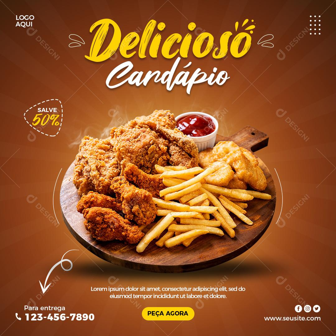 Social Media Delivery Cardápio Delicioso PSD Editável