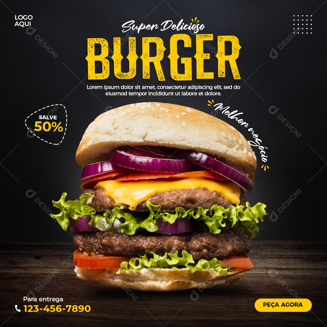 Social Media Hamburgueria Super Delicioso Burgue PSD Editável