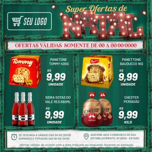 Encarte Super Ofertas De Natal Panetone Social Media PSD Editável