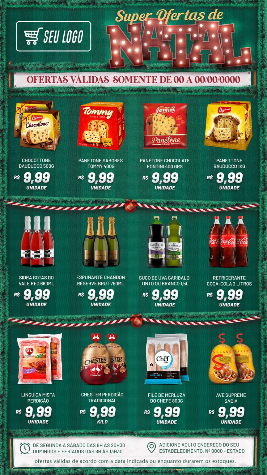 Encarte Super Ofertas De Natal Panetone Social Media PSD Editável