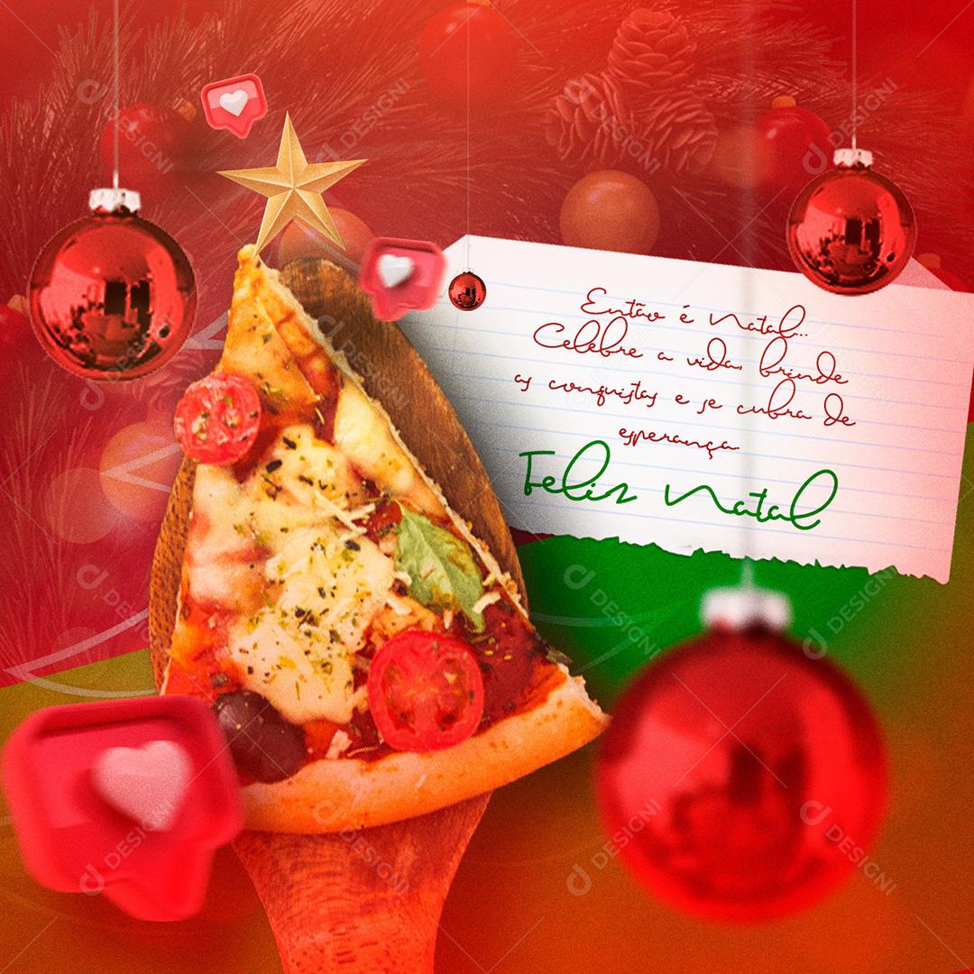 Social Media Pizzaria Feliz Natal PSD Editável