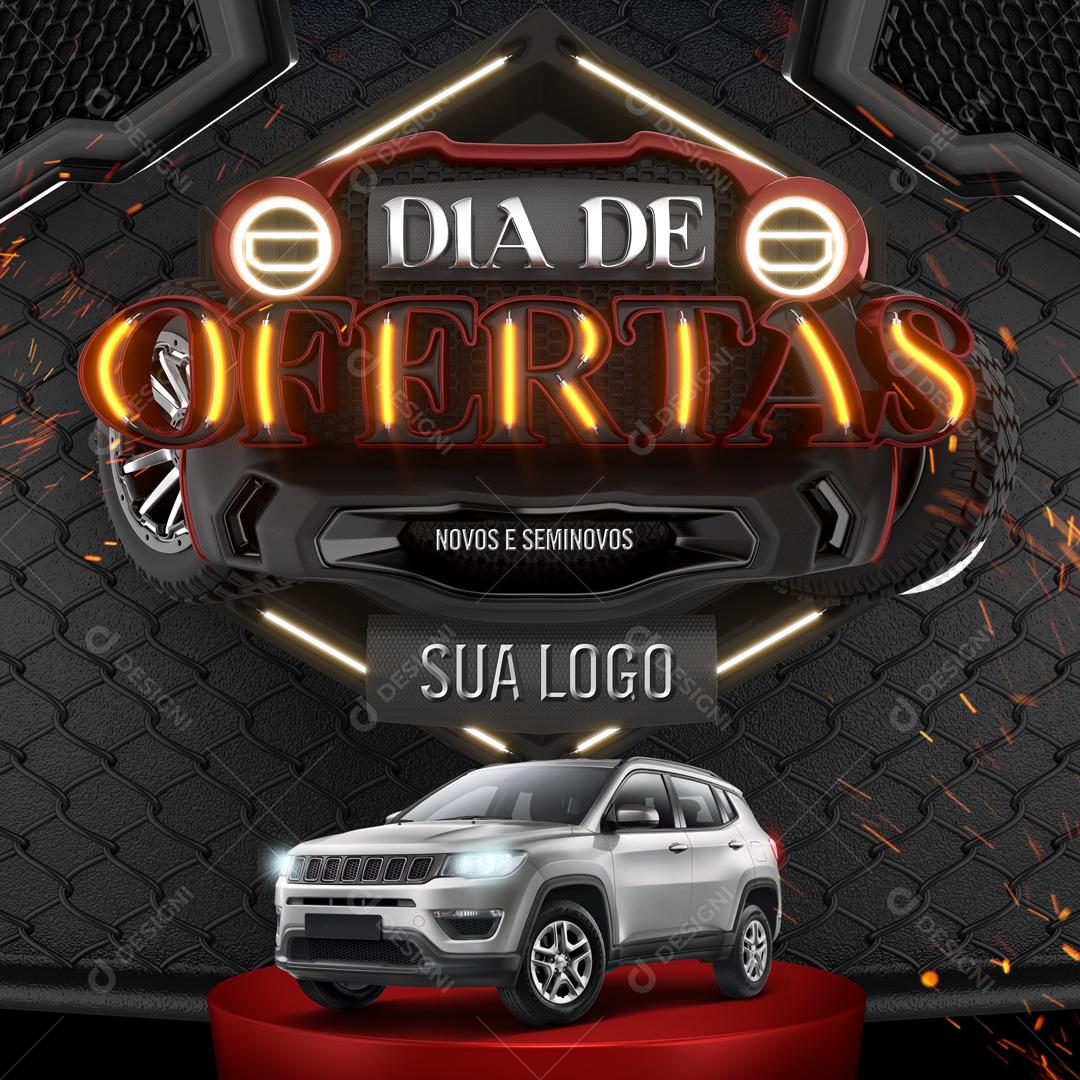 Selo 3D Para Composição Dia De Ofertas Carro PSD Editável