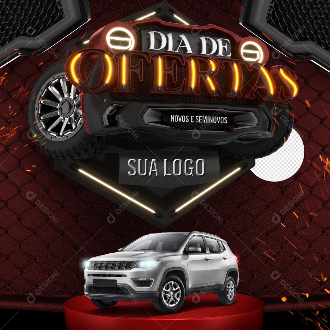 Selo 3D Para Composição Dia De Ofertas Carro PSD Editável