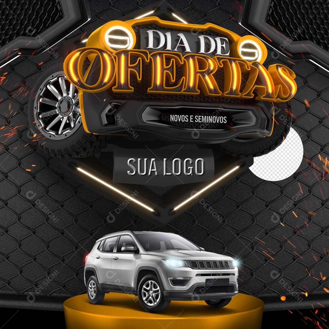 Selo 3D Para Composição Dia De Ofertas Carro PSD Editável